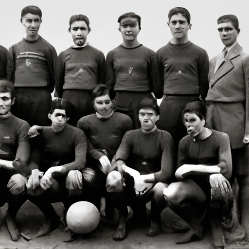 1. 'תמונה ישנה בשחור לבן המציגה את קבוצת מכבי תל אביב בתחילת המאה ה-20'.